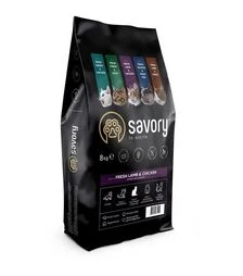 Сухий корм для стерилізованих котів Savory Adult Cat Steril зі свіжою ягнятиною та куркою, 8 кг