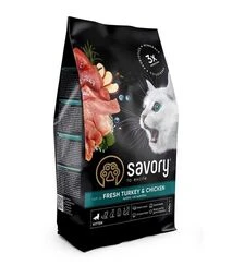 Сухой корм для котят всех пород Savory Kitten со свежей индейкой и курицей, 400 г