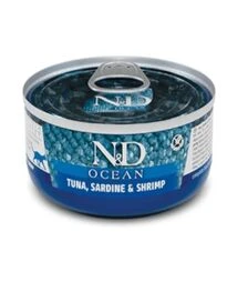 Беззерновой влажный корм для кошек Farmina N&D Ocean с тунцем, сардиной и креветкой, 70 г