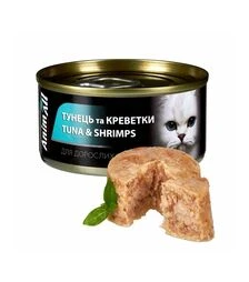 Вологий корм для котів AnimAll з тунцем та креветками, 85 г