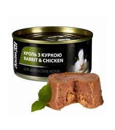 Вологий корм для котів AnimAll з кроликом та куркою, 80 г