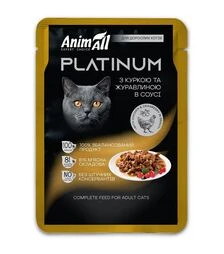 Беззерновой влажный корм для кошек AnimAll Platinum с курицей и клюквой в соусе, 85 г