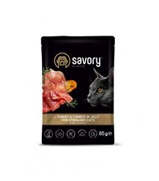 Вологий корм для стерилізованих котів Savory з індичкою та морквою в желе, 85 г
