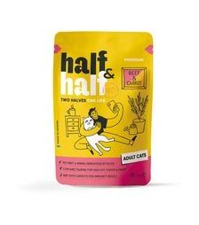 Вологий корм для котів Half&Half з яловичиною та морквою в желе, 85 г