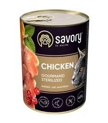 Вологий корм для стерилізованих котів Savory з куркою, 400 г