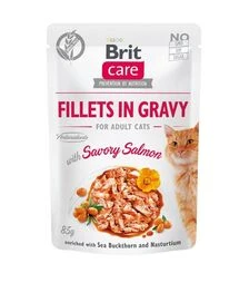 Беззерновой влажный корм для кошек Brit Care с пикантным лососем, филе в соусе, 85 г