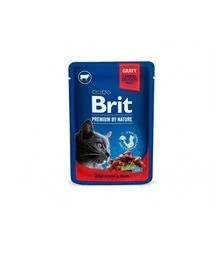 Влажный корм для кошек Brit Premium с тушеной говядиной и горошком, 100 г