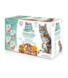 Влажный корм для стерилизованных кошек Brit Care ассорти вкусов, филе в соусе, 12 шт х 85 г