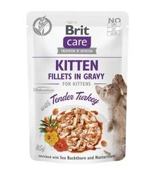 Беззерновой влажный корм для котят Brit Care с индейкой, филе в соусе, 85 г