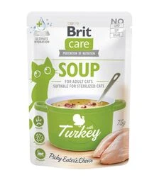 Беззерновой влажный корм для кошек Brit Care суп с индейкой, 75 г