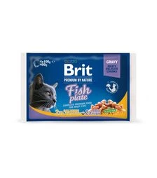 Вологий корм для котів Brit Premium Рибна тарілка з тріскою, лососем та фореллю, 4 шт х 100 г