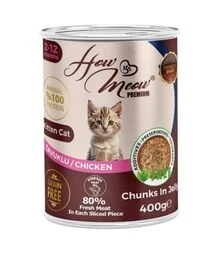 Полнорационный влажный корм для котят How Meow Kitten с курицей, 400 г