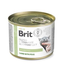 Лечебный влажный корм для кошек Brit VetDiets GF Diabetes при сахарном диабете, с ягненком и зеленым горошком, 200 г