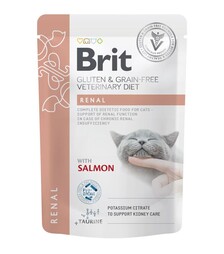 Лікувальний вологий корм для котів Brit VetDiets GF VD Renal з лососем, 85 г