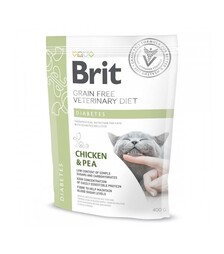 Лікувальний сухий корм для котів Brit VetDiets GF Diabetes при цукровому діабеті, з куркою та горохом, 400 г