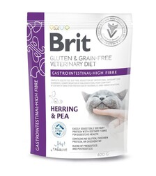 Лечебный сухой корм для кошек Brit VetDiets GF Gastrointestinal High Fibre с повышенным содержанием клетчатки, с сельдью, 400 г