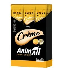 Кремовое лакомство для кошек AnimAll Crème со вкусом курицы, 90 г, 6 шт