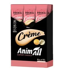 Кремовое лакомство для кошек AnimAll Crème со вкусом лосося, 90 г, 6 шт