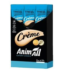 Кремовое лакомство для кошек AnimAll Crème со вкусом тунца с креветками, 90 г, 6 шт