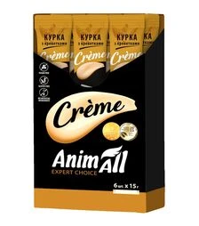 Кремовое лакомство для кошек AnimAll Crème со вкусом курицы с креветками, 90 г, 6 шт