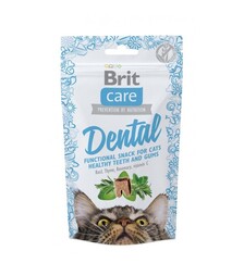 Лакомства для кошек Brit Care Functional Snack Dental для здоровья зубов и десен, с индейкой, 50 г