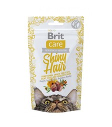 Лакомства для кошек Brit Care Functional Snack Shiny Hair для здоровья кожи и шерсти, с лососем, 50 г