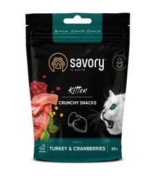 Хрустящие лакомства для котят Savory для здорового роста, с индейкой и клюквой, 50 г