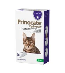 Капли для кошек KRKA Prinocate Принокат от блох и клещей, вес 4-8 кг, пипетка, 3 шт