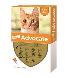 Капли для кошек Elanco Advocate от паразитов, на вес до 4 кг, пипетка, 3 шт
