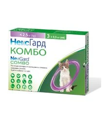 Капли для кошек Boehringer Ingelheim NexGard Combo Spot-On, вес до 2,5 кг, пипетка, 3 шт