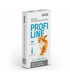 Краплі для котів ProVET ProfiLine від бліх і кліщів, інсектоакарицидні, на вагу 4-8 кг, піпетка, 4 шт