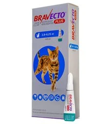 Капли для кошек MSD Bravecto Plus от блох, клещей и глистов, на вес 2,8-6,25 кг, пипетка, 1 шт