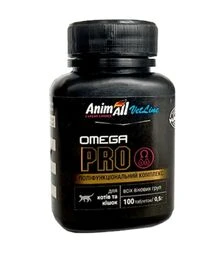 Витамины для кошек AnimAll VetLine Omega Cat PRO комплекс из Омега, 100 шт