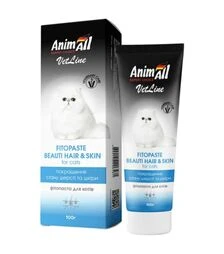 Фитопаста для кошек AnimAll VetLine Beauty Hair&Skin для улучшения качества шерсти, 100 г