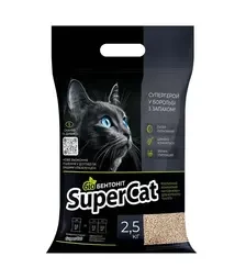 Наполнитель для кошачьих туалетов SuperCat Биобентонит растительный комкующийся, 2,5 кг