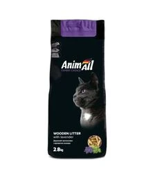 Наповнювач для котячих туалетів AnimAll деревний з ароматом лаванди, 2,8 кг
