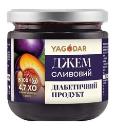 Джем Yagodar для діабетиків сливовий без цукру, 210 г