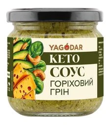 Кето соус Yagodar для салатів "Горіховий грін" авокадо-шпинат-кеш'ю без цукру, 210 г