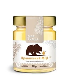 Мед акацієвий Правильний мед, 250 г скло