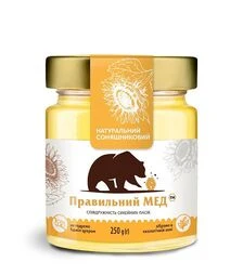 Мед соняшниковий Правильний мед, 250 г скло