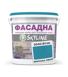 Краска цветная акрил-латексная фасадная SkyLine 3040-B10G Морская волна, 1 л