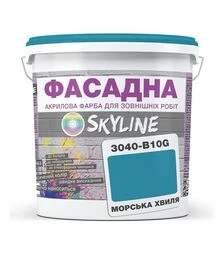 Краска цветная акрил-латексная фасадная SkyLine 3040-B10G Морская волна, 3 л
