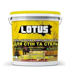 Краска акриловая водно-дисперсионная для стен и потолков Lotus Белый, 1 л
