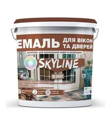 Эмаль акриловая SkyLine Wood для окон и дверей Белая, 10 л