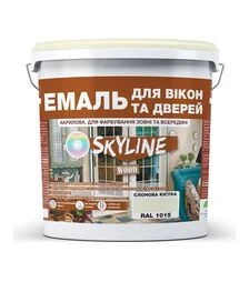 Эмаль акриловая SkyLine Wood для окон и дверей RAL 1015 Слоновая кость, 10 л