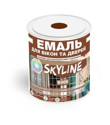 Эмаль акриловая SkyLine Wood для окон и дверей RAL 3009 Красно-коричневая, 0,75 л