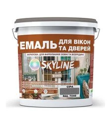 Эмаль акриловая SkyLine Wood для окон и дверей RAL 7046 Серая, 10 л