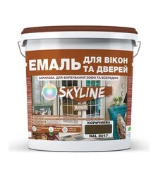Емаль акрилова SkyLine Wood для вікон та дверей RAL 8017 Коричнева, 5 л