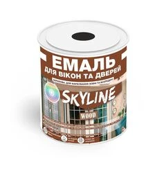 Эмаль акриловая SkyLine Wood для окон и дверей RAL 9004 Черная, 0,75 л