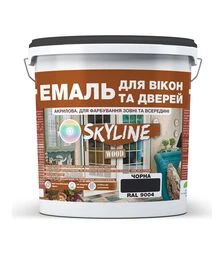 Емаль акрилова SkyLine Wood для вікон та дверей RAL 9004 Чорна, 5 л